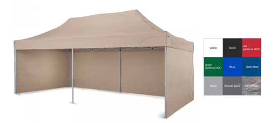 Nůžkový reklamní stan 6x3m v barvě